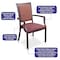 Medacure Squared Red Stain-Resistant Dining Room Chair for Seniors & Homecare, Square Arms MC-DCA475R - alternate 4